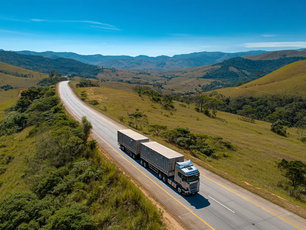 Caminhão de transporte especial em rodovia brasileira